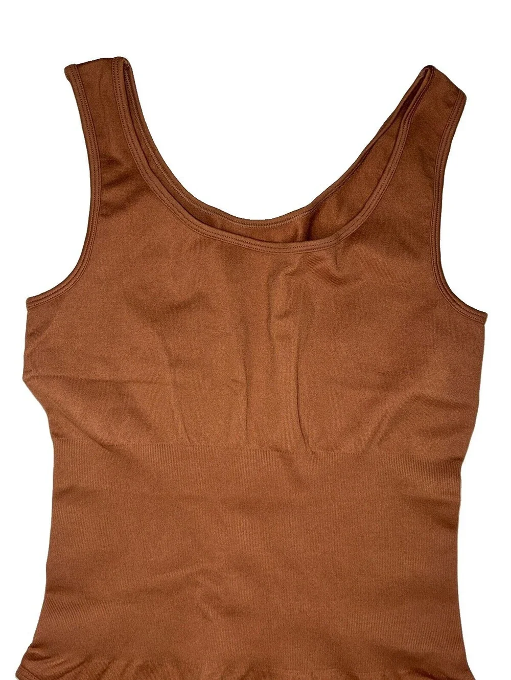 OQQ Brown Sleeveless Scoop Neck Seamless Bodysuit Size L